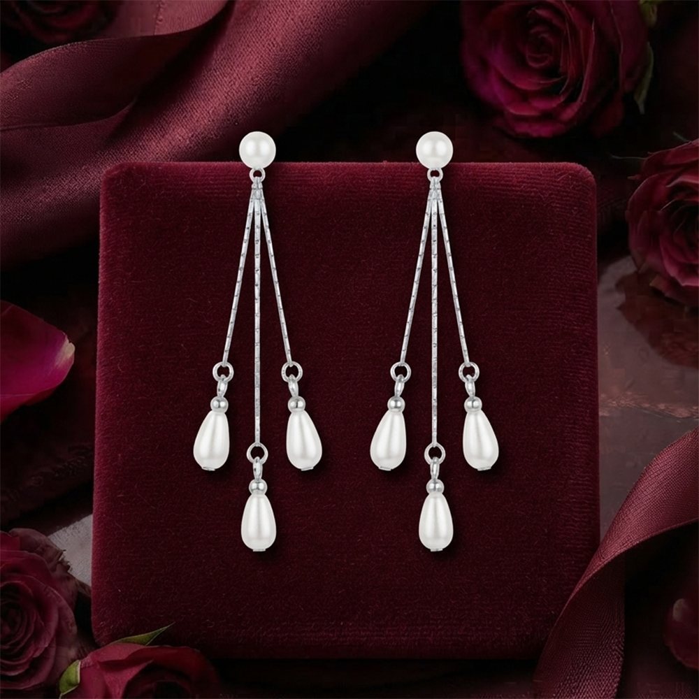 The99Jewel Trendsetter Crystal and Pearl Drop Designer Earrings