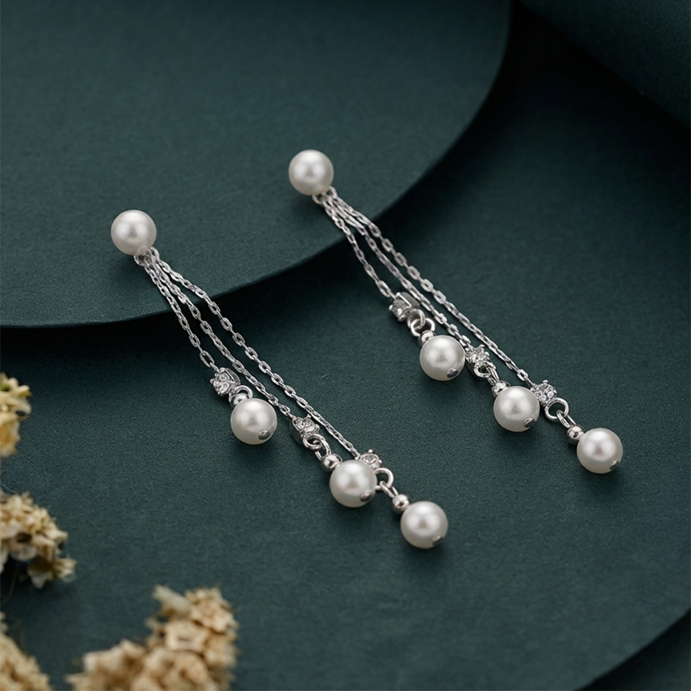 The99Jewel Trendsetter Crystal and Pearl Drop Designer Earrings
