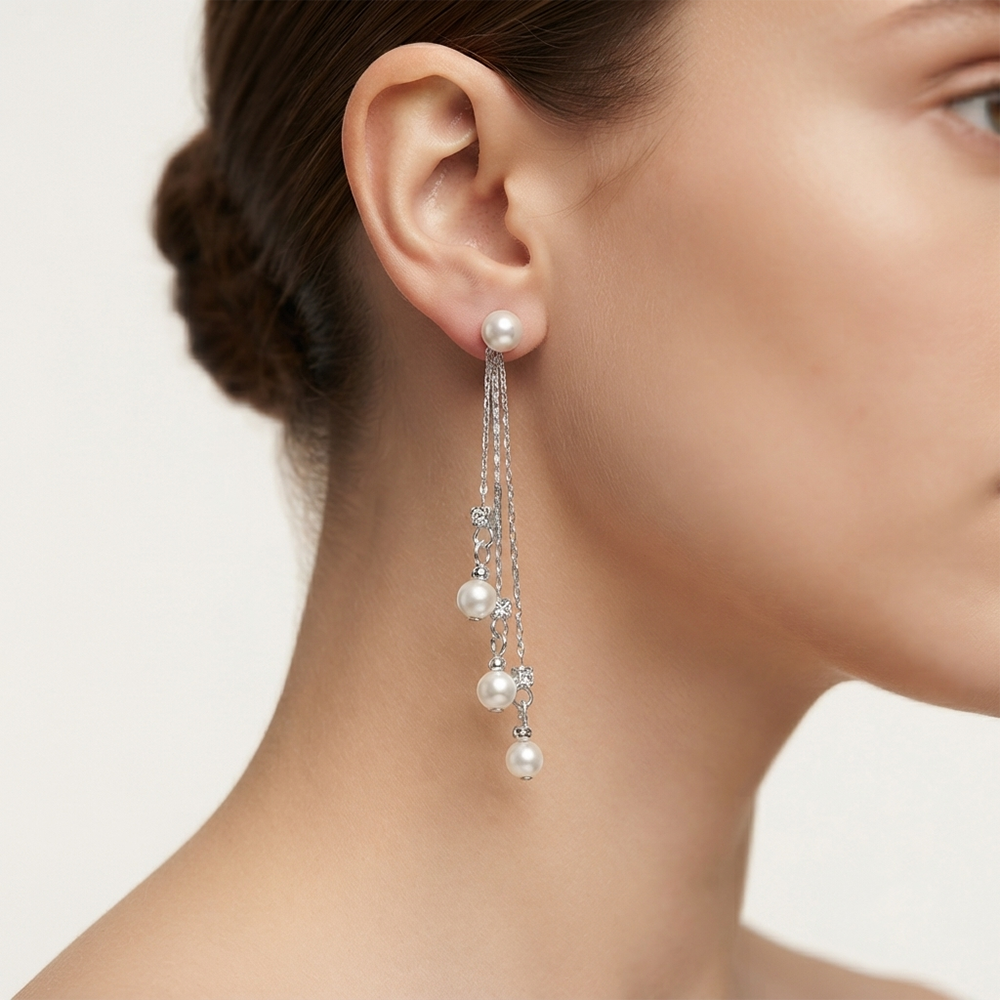 The99Jewel Trendsetter Crystal and Pearl Drop Designer Earrings