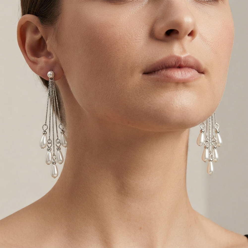 The99Jewel Trendsetter Crystal and Pearl Drop Designer Earrings