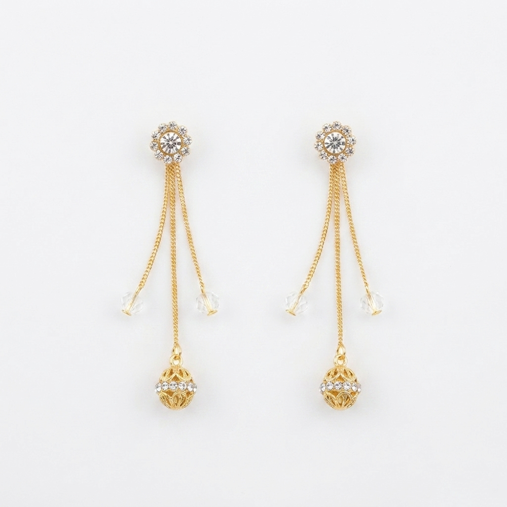 The99Jewel Magnificent Gold Plated Crystal Stone Dangler Earrings for Women
