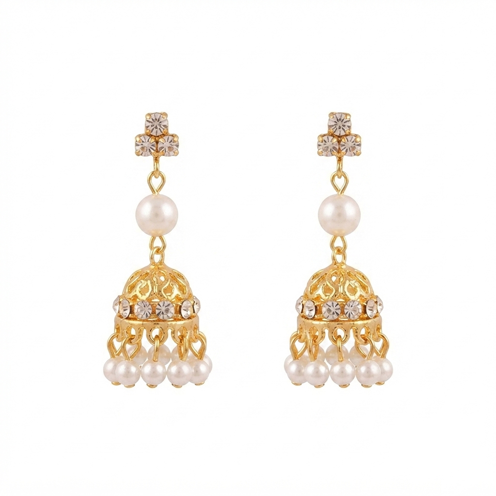 The99Jewel Magnificent Gold Plated Crystal Stone Jhumki EarringsWith Pearl  for Women