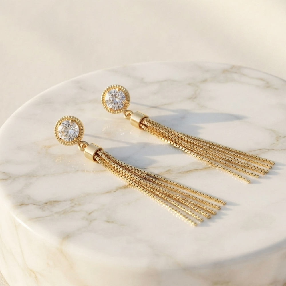 The99Jewel Magnificent Gold Plated Crystal Stone Dangler Earrings for Women
