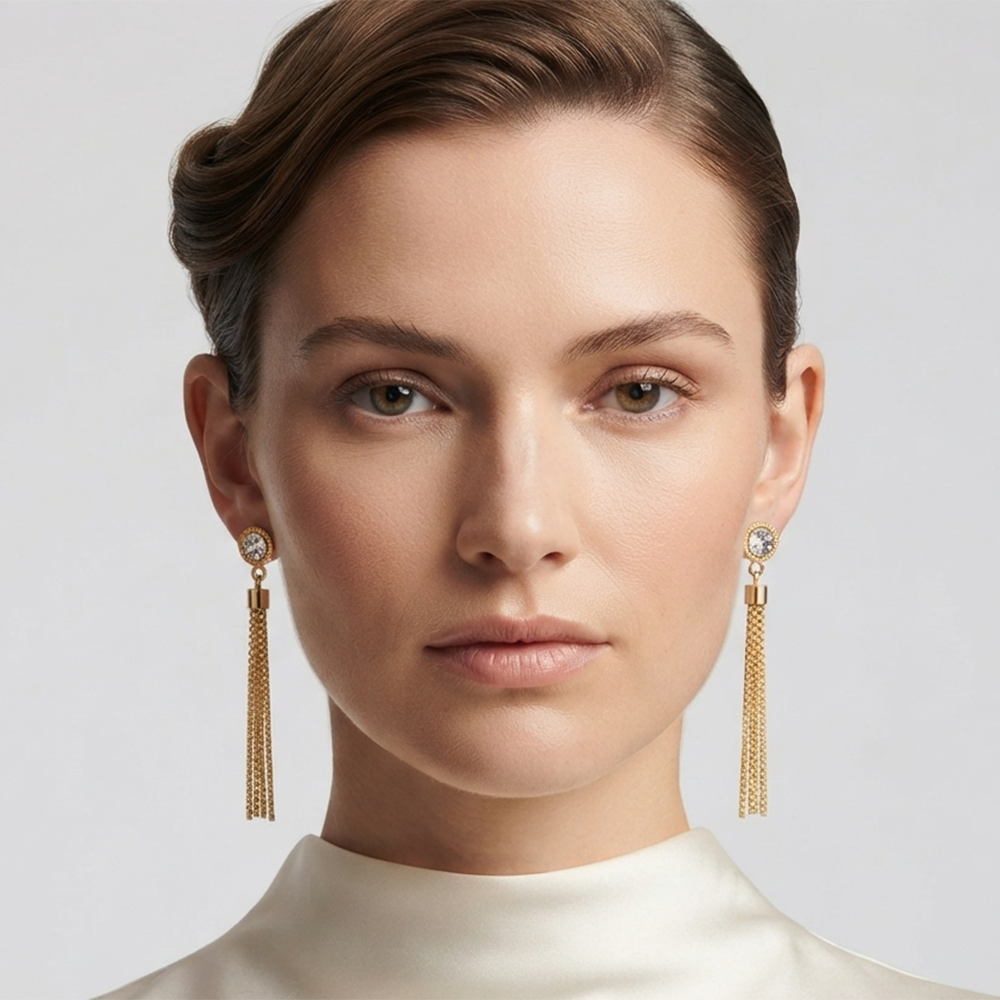 The99Jewel Magnificent Gold Plated Crystal Stone Dangler Earrings for Women