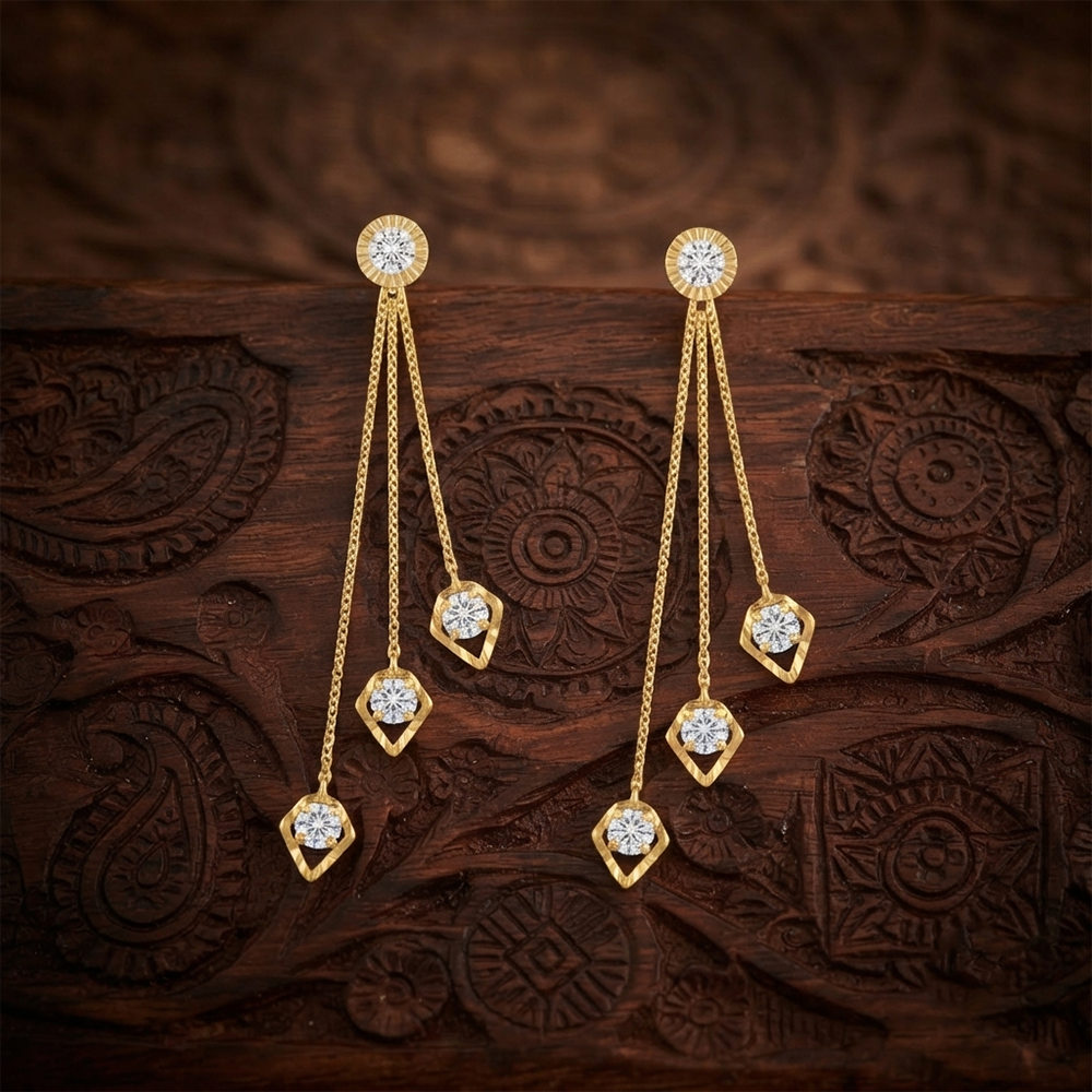 The99Jewel Magnificent Gold Plated Crystal Stone Dangler Earrings for Women