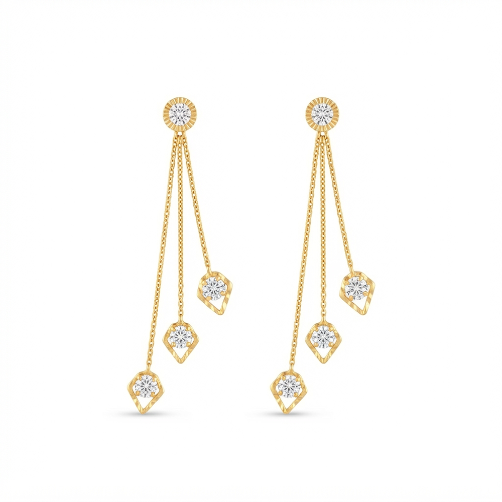 The99Jewel Magnificent Gold Plated Crystal Stone Dangler Earrings for Women