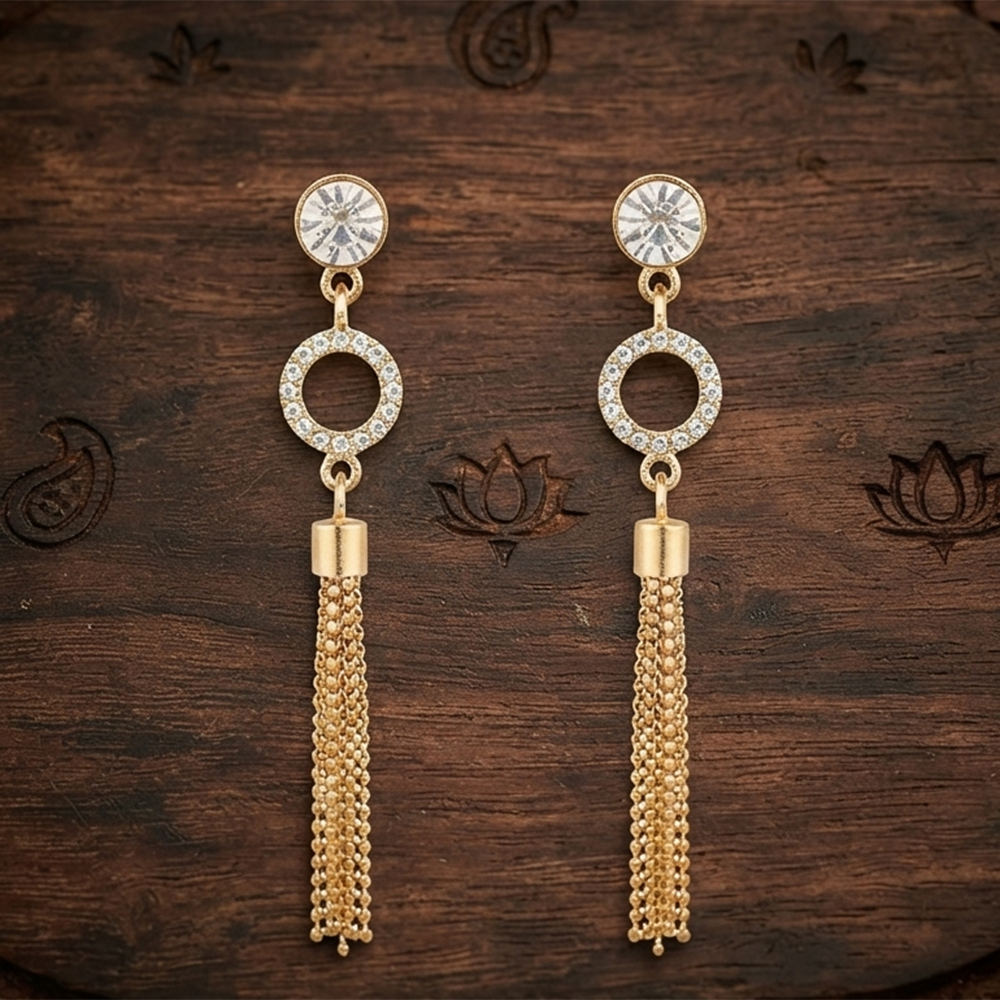 The99Jewel Magnificent Gold Plated Crystal Stone Dangler Earrings for Women