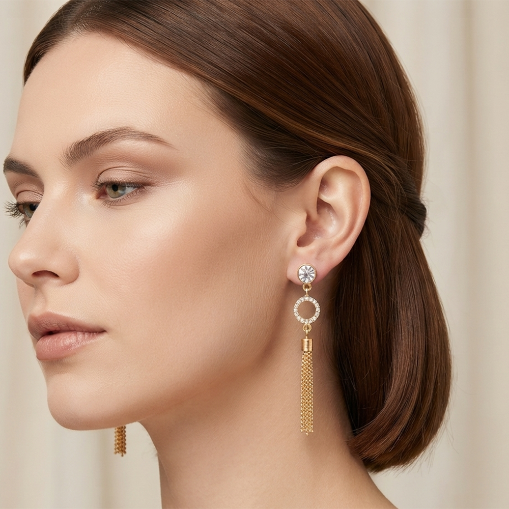 The99Jewel Magnificent Gold Plated Crystal Stone Dangler Earrings for Women