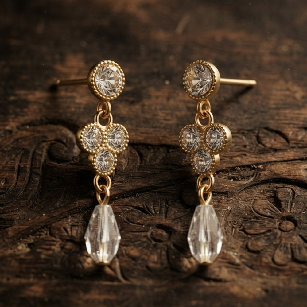 The99Jewel Magnificent Gold Plated Crystal Stone Dangler Earrings for Women