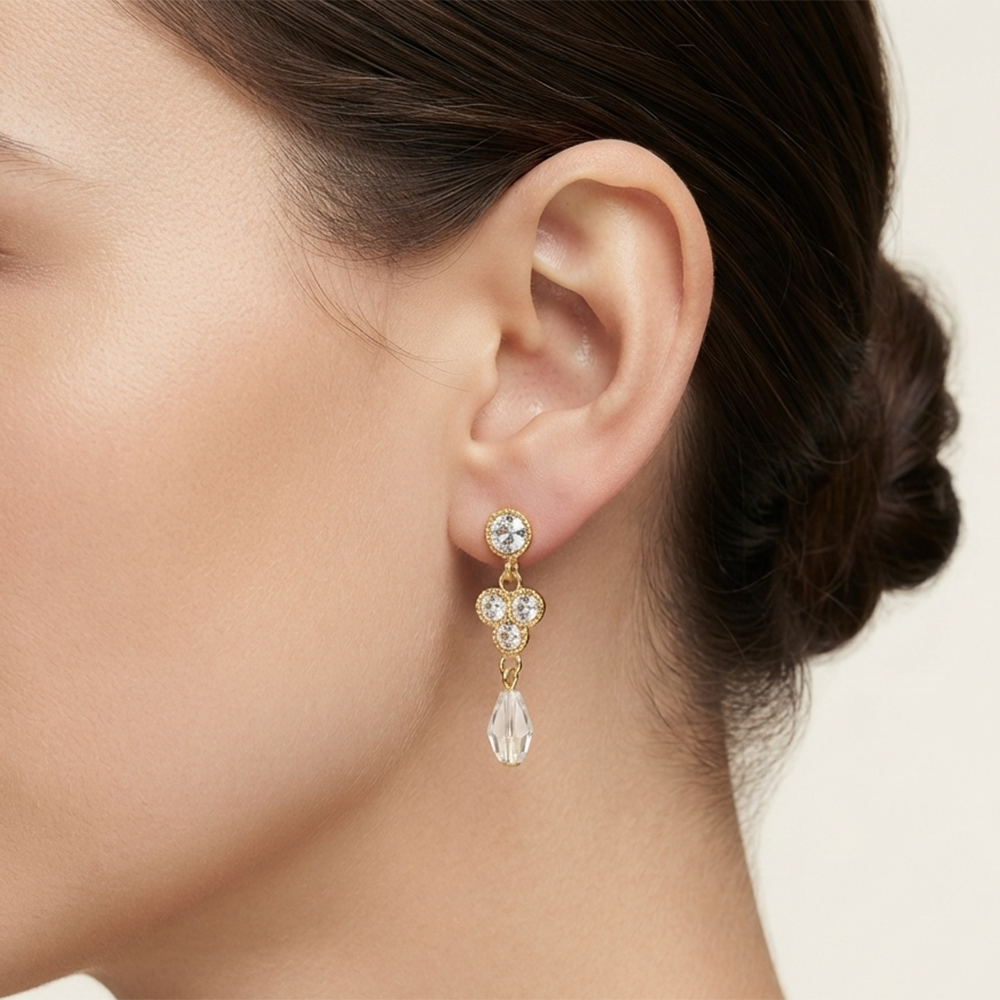 The99Jewel Magnificent Gold Plated Crystal Stone Dangler Earrings for Women