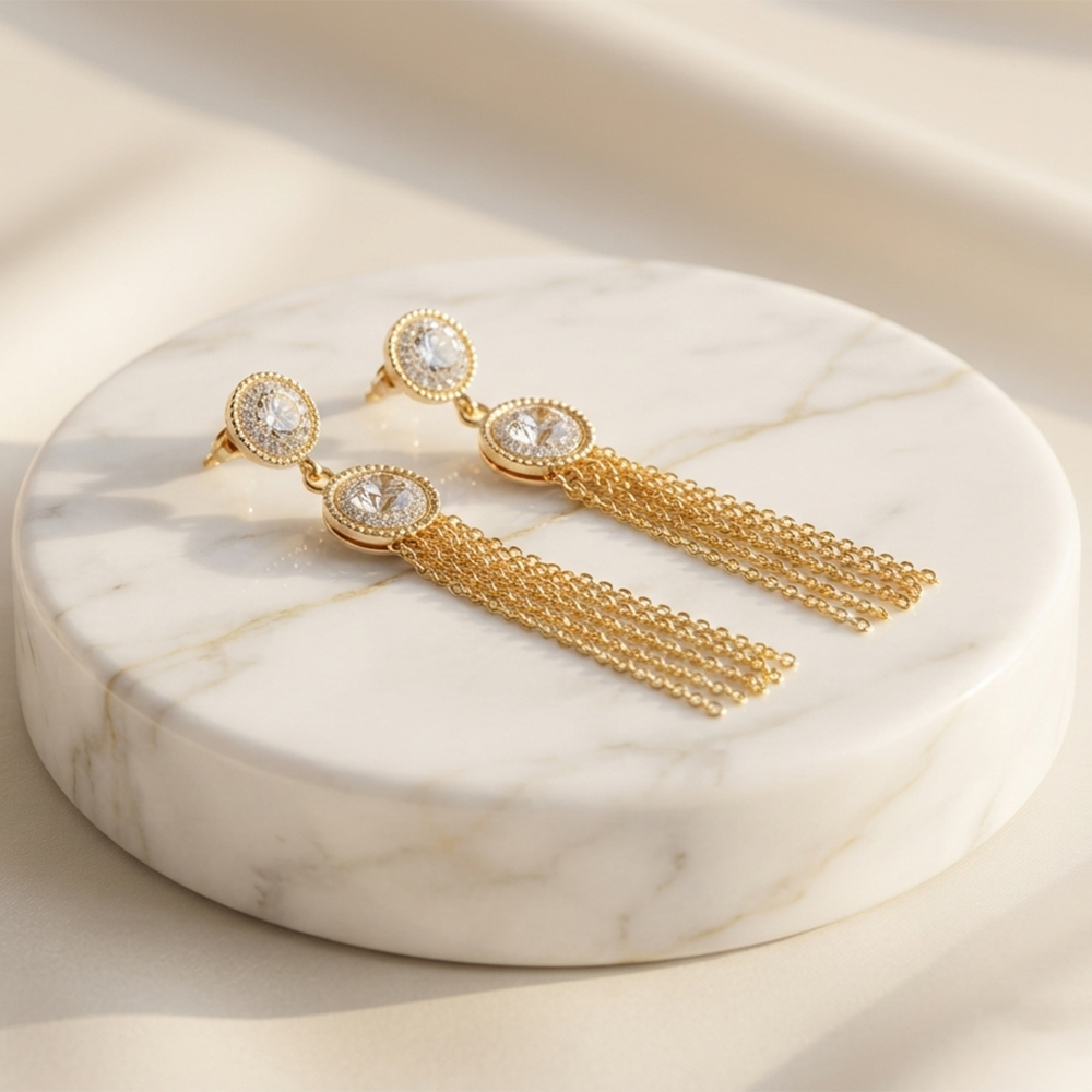 The99Jewel Magnificent Gold Plated Crystal Stone Dangler Earrings for Women