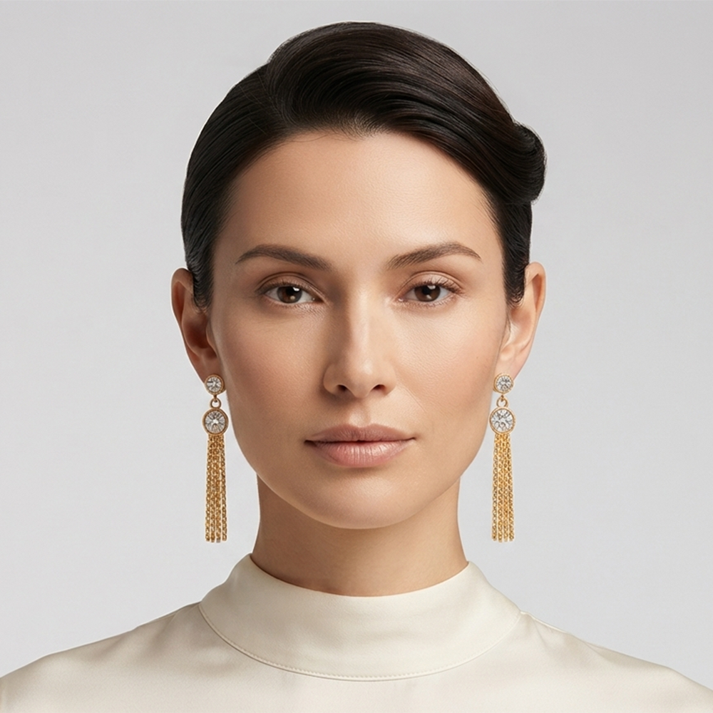 The99Jewel Magnificent Gold Plated Crystal Stone Dangler Earrings for Women