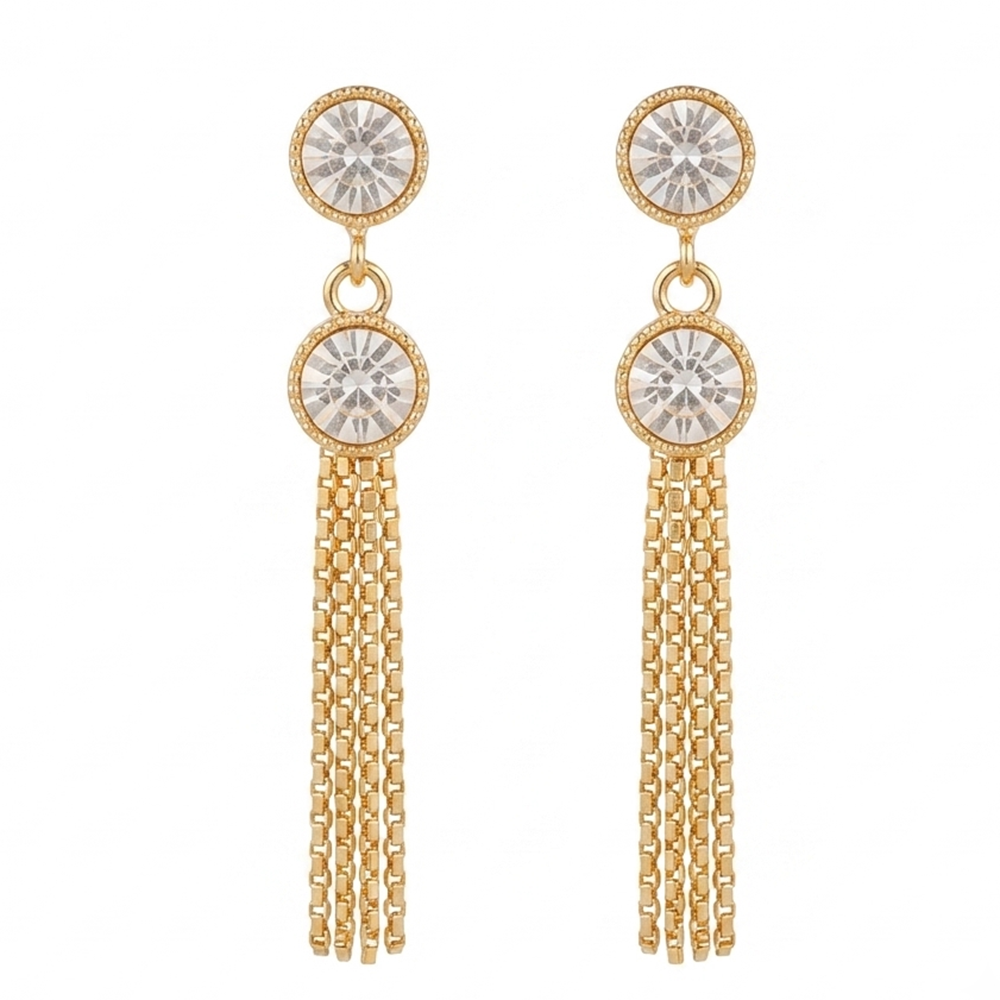 The99Jewel Magnificent Gold Plated Crystal Stone Dangler Earrings for Women