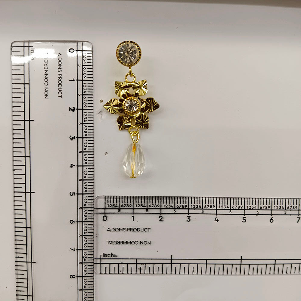 The99Jewel Magnificent Gold Plated Floral Shape Dangler Earrings With Crystal Stone for Women