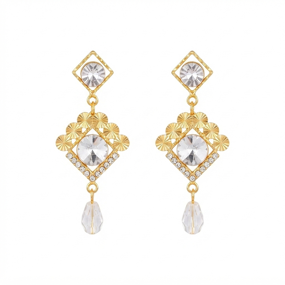 The99Jewel Magnificent Gold Plated Crystal Stone Dangler Earrings for Women