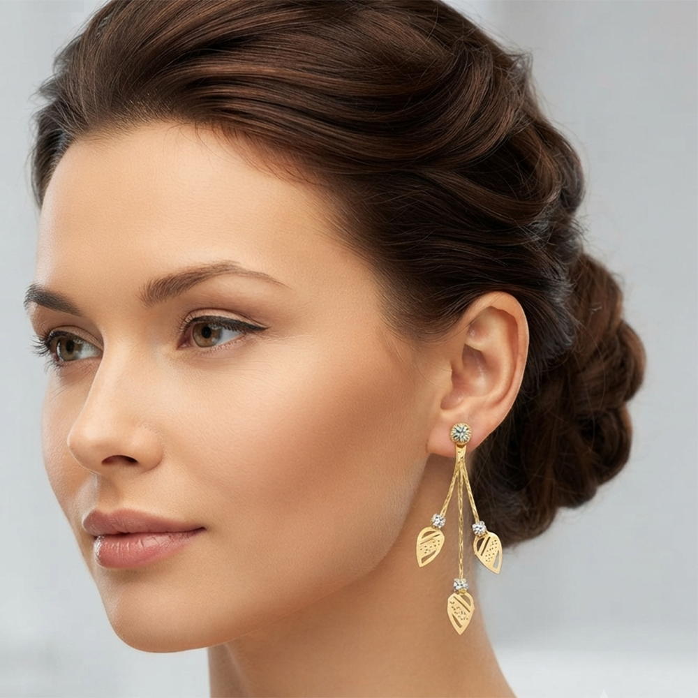 The99Jewel Magnificent Gold Plated Crystal Stone Dangler Earrings for Women