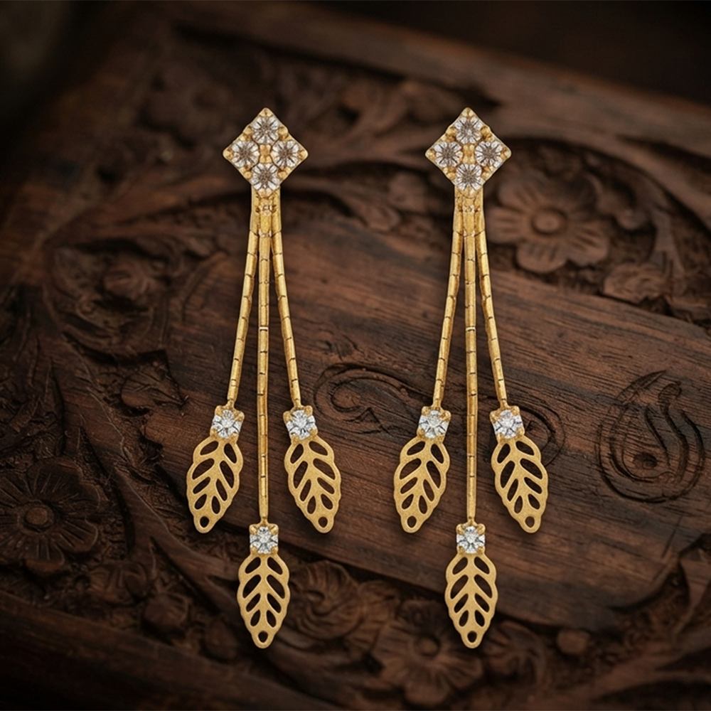 The99Jewel Magnificent Gold Plated Crystal Stone Dangler Earrings for Women