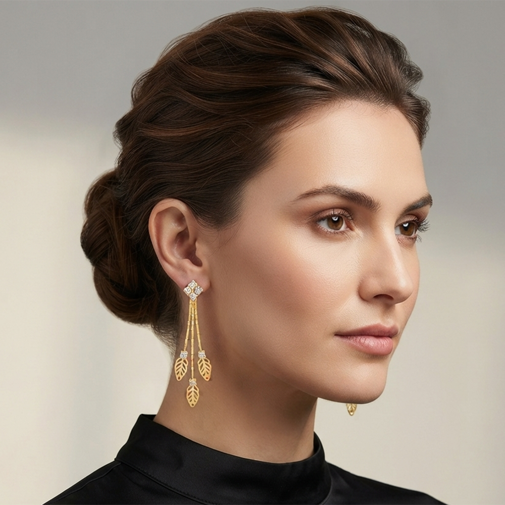 The99Jewel Magnificent Gold Plated Crystal Stone Dangler Earrings for Women