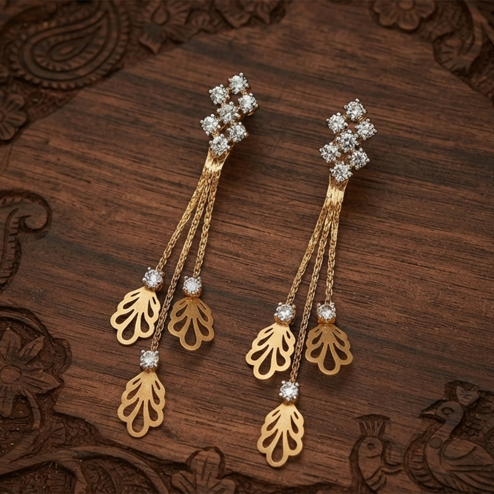 The99Jewel Magnificent Gold Plated Crystal Stone Dangler Earrings for Women