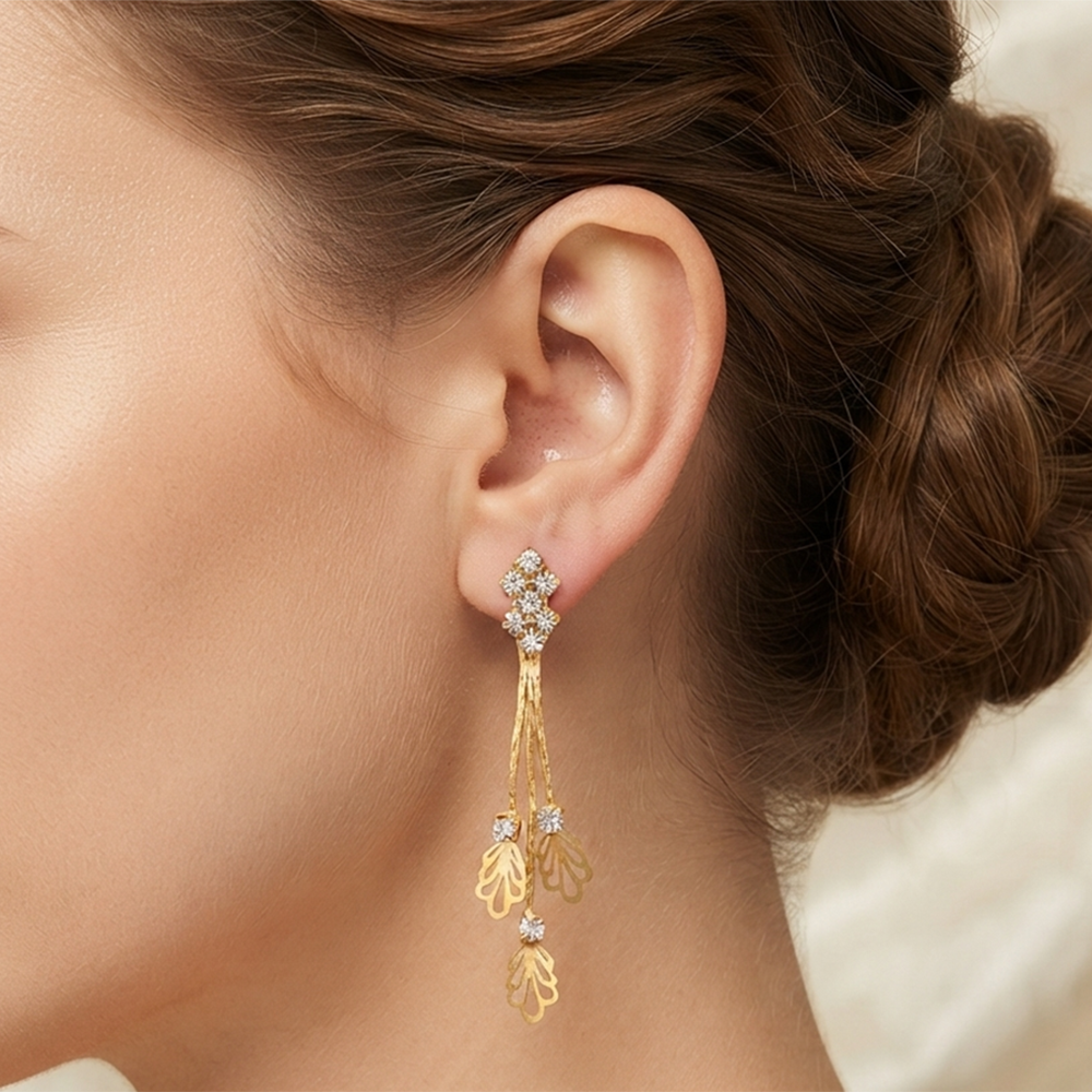 The99Jewel Magnificent Gold Plated Crystal Stone Dangler Earrings for Women