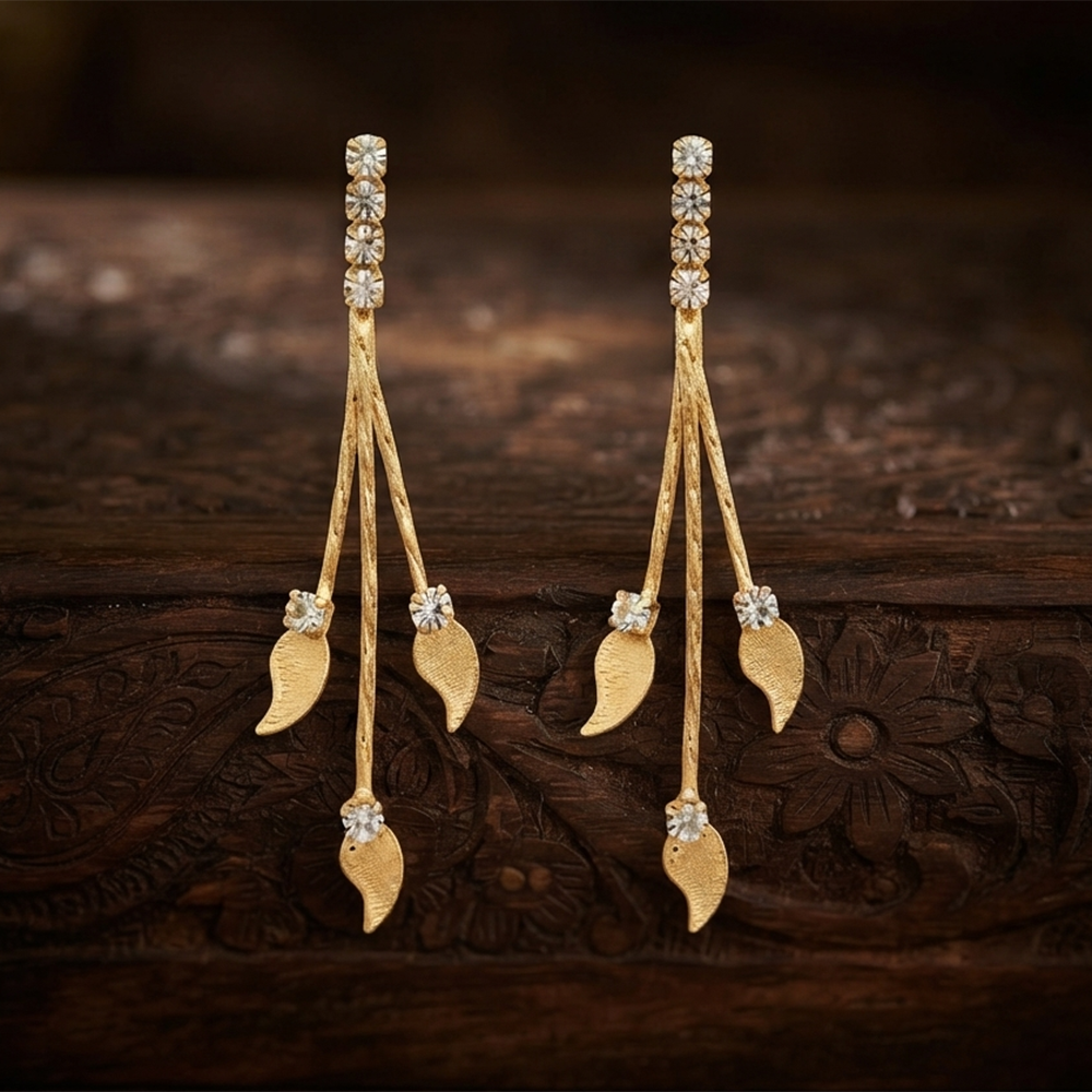The99Jewel Magnificent Gold Plated Crystal Stone Dangler Earrings for Women