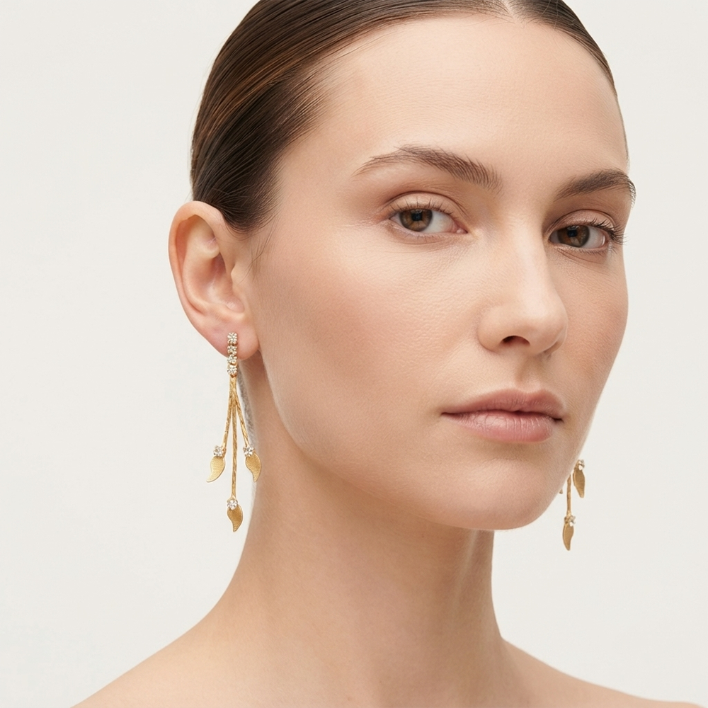 The99Jewel Magnificent Gold Plated Crystal Stone Dangler Earrings for Women