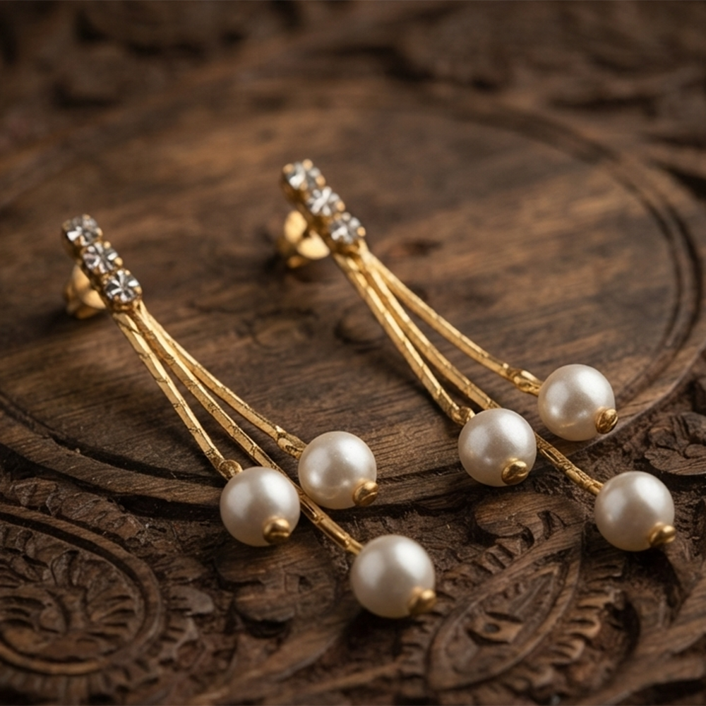 The99Jewel Magnificent Gold Plated Crystal Stone Dangler Earrings for Women