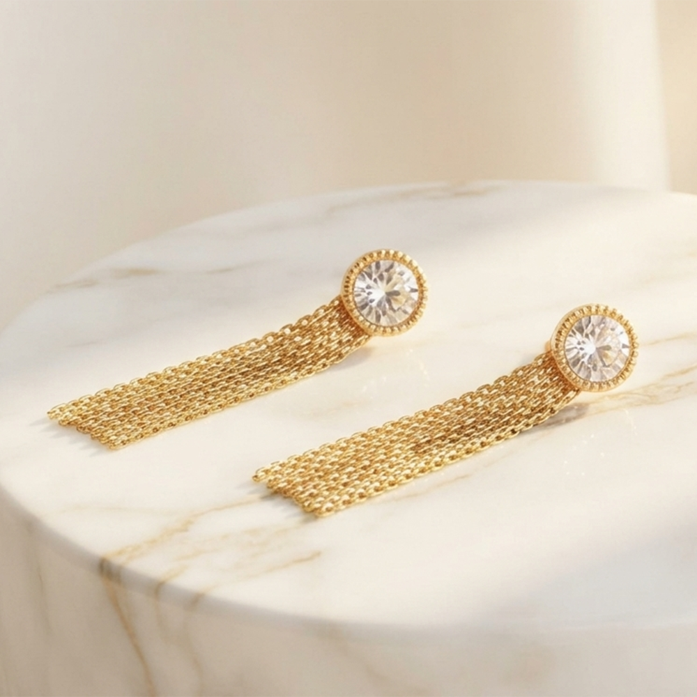 The99Jewel Magnificent Gold Plated Crystal Stone Dangler Earrings for Women