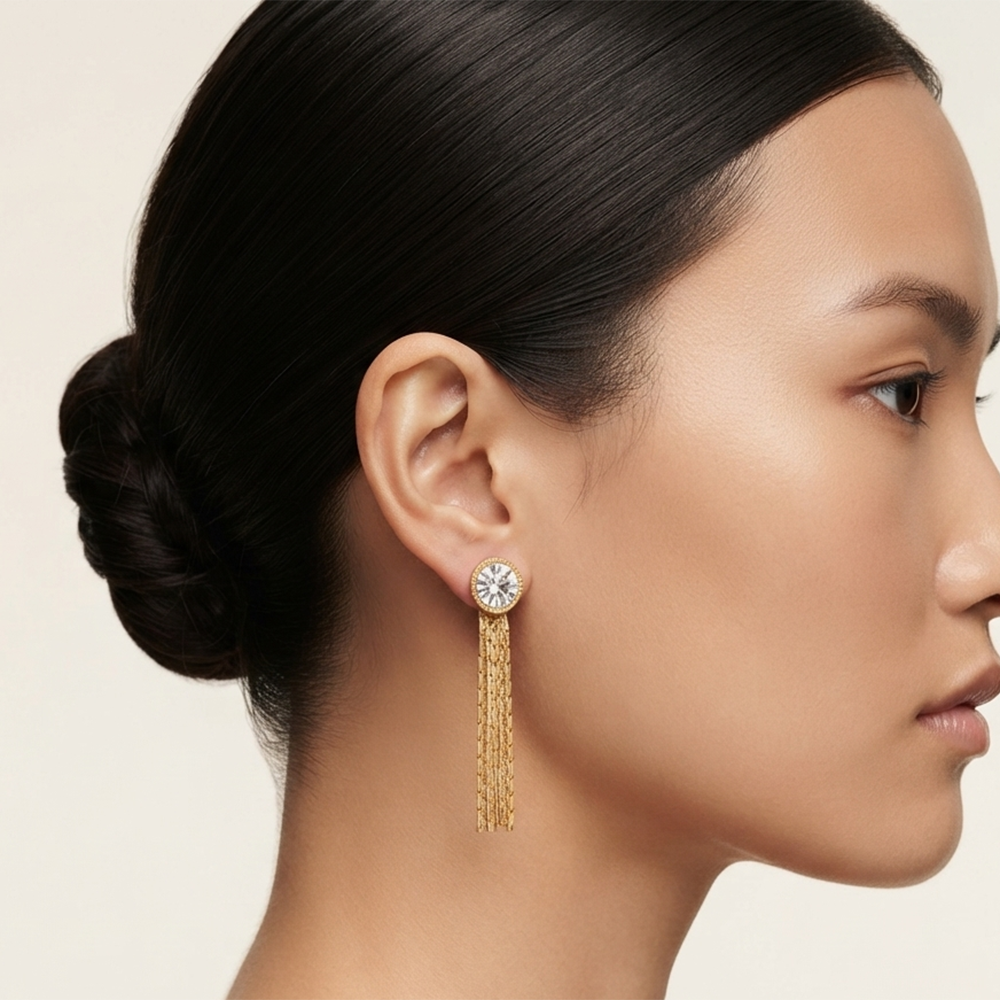 The99Jewel Magnificent Gold Plated Crystal Stone Dangler Earrings for Women