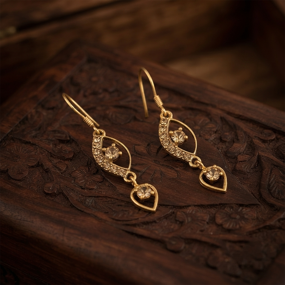 The99Jewel Magnificent Gold Plated Crystal Stone Dangler Earrings for Women