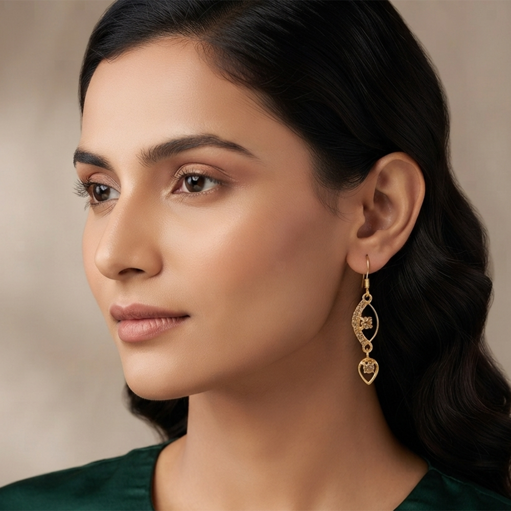 The99Jewel Magnificent Gold Plated Crystal Stone Dangler Earrings for Women