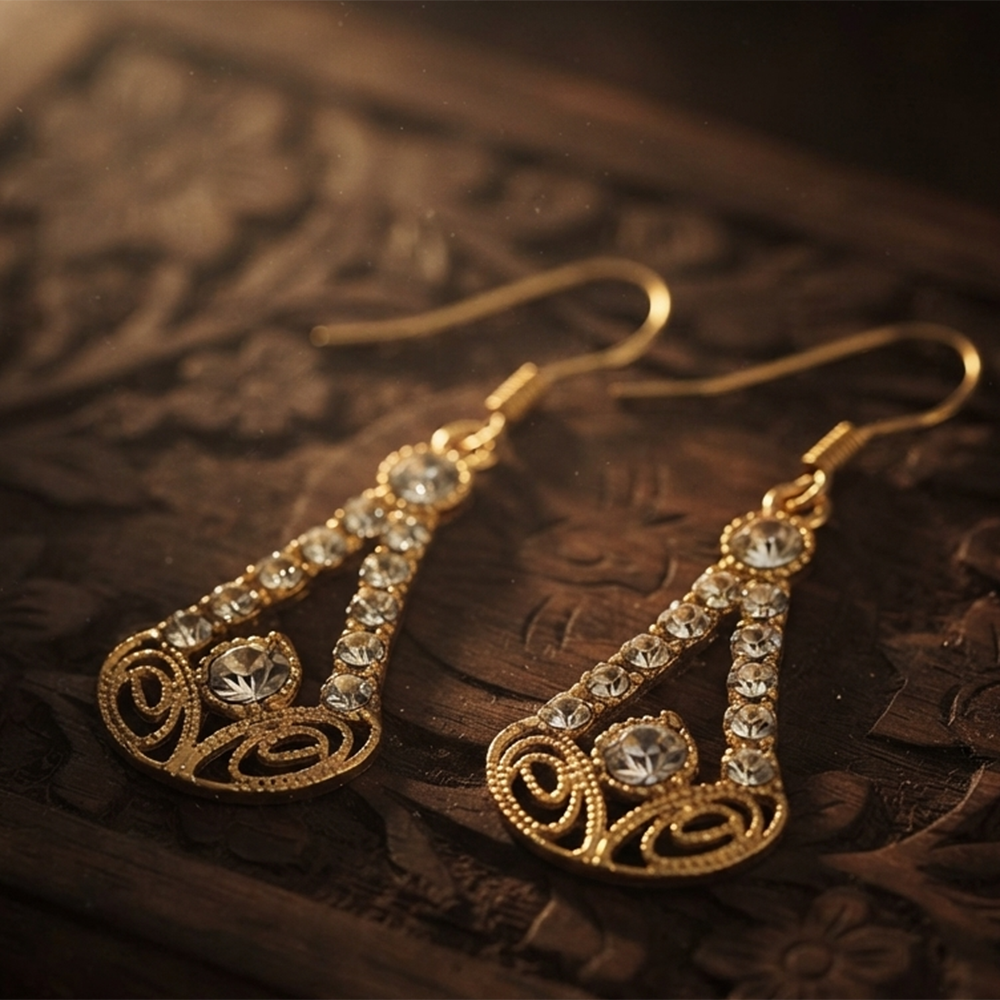 The99Jewel Magnificent Gold Plated Crystal Stone Dangler Earrings for Women