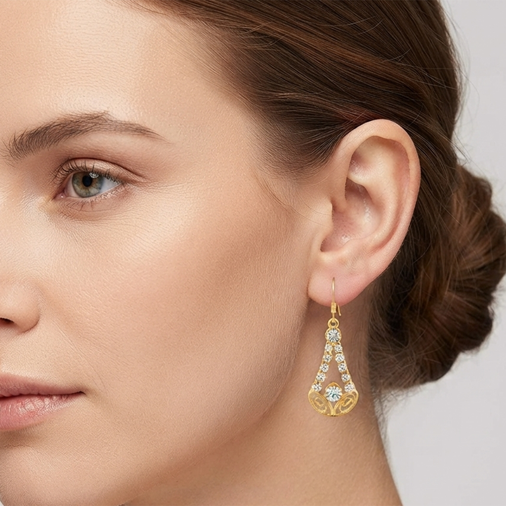 The99Jewel Magnificent Gold Plated Crystal Stone Dangler Earrings for Women