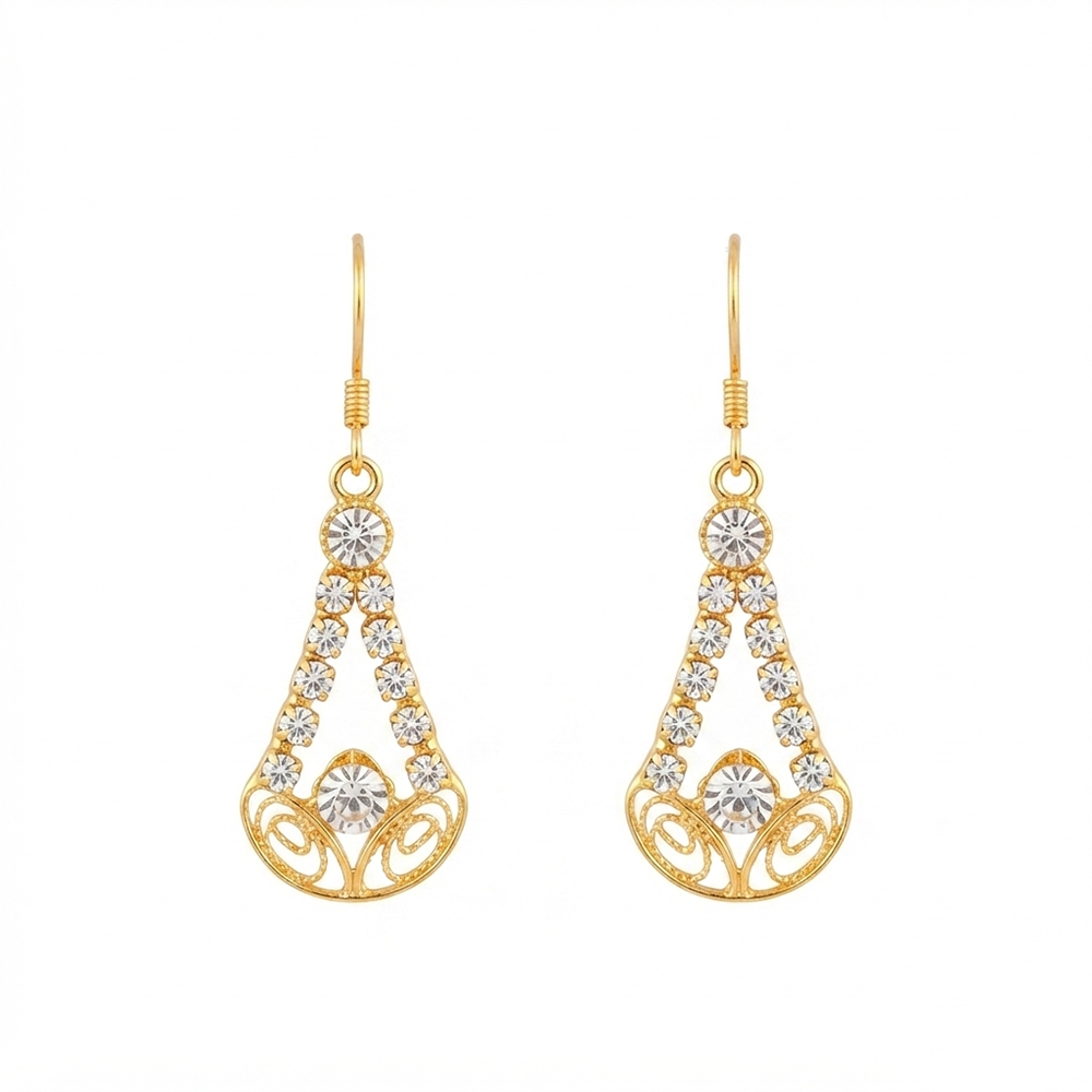 The99Jewel Magnificent Gold Plated Crystal Stone Dangler Earrings for Women