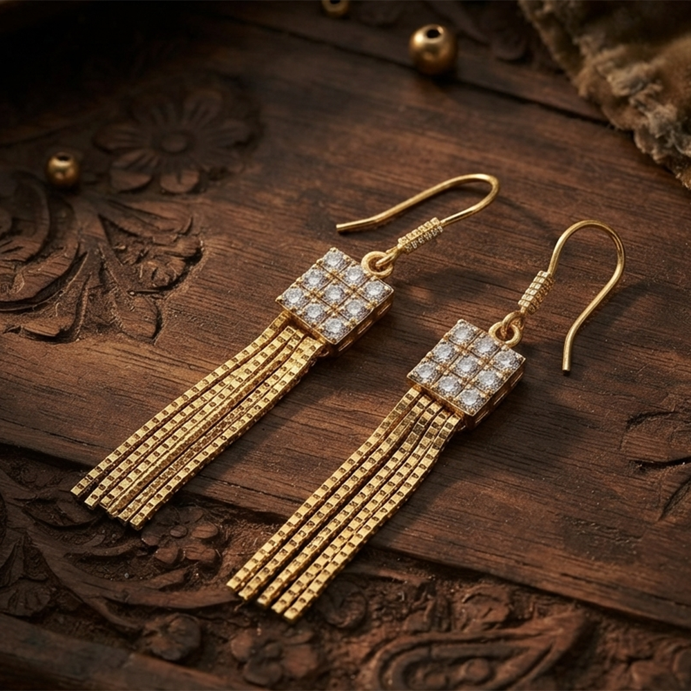 The99Jewel Magnificent Gold Plated Crystal Stone Dangler Earrings for Women