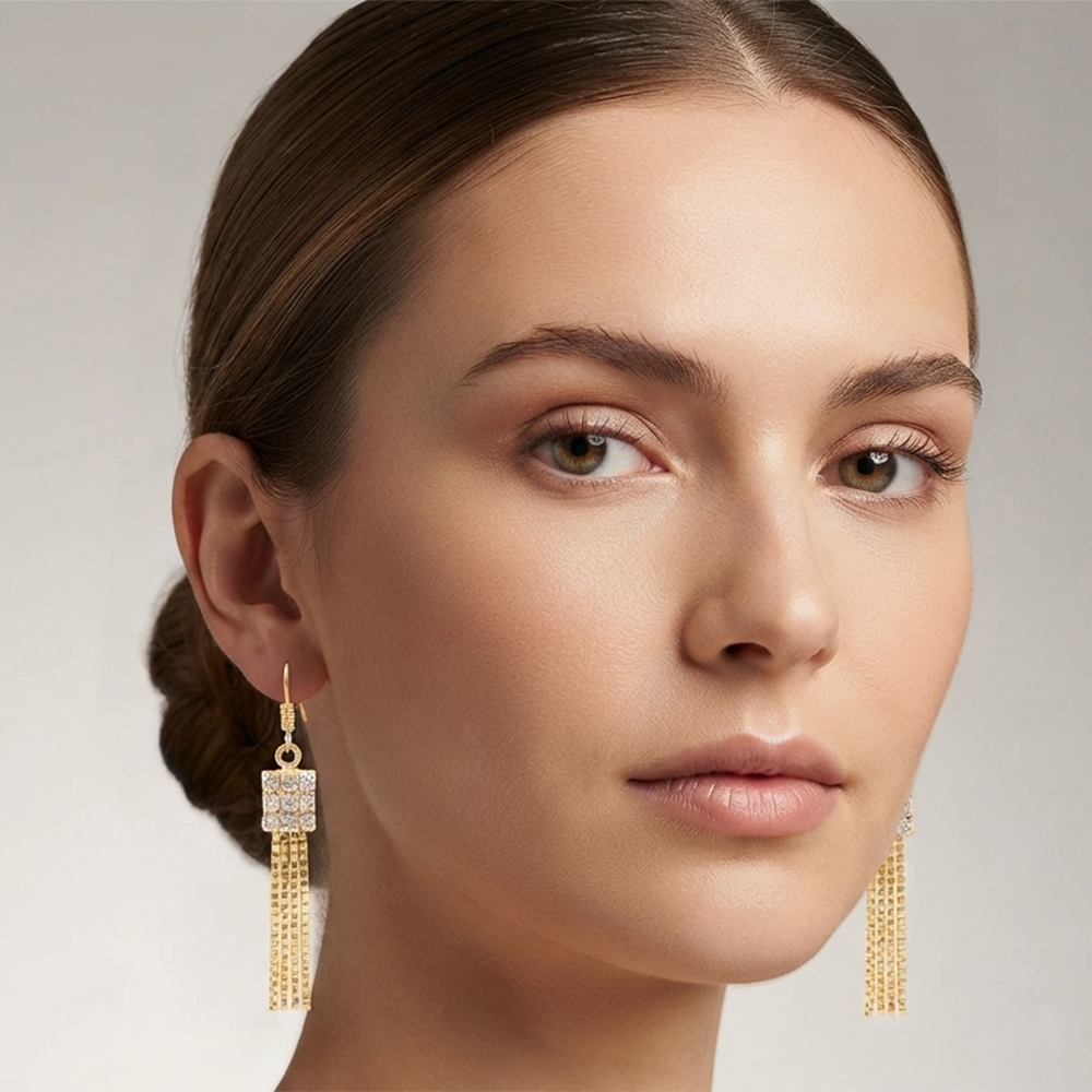 The99Jewel Magnificent Gold Plated Crystal Stone Dangler Earrings for Women