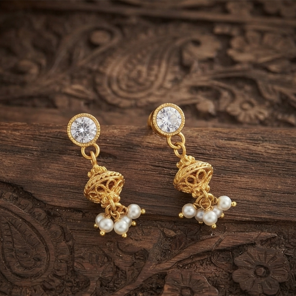The99Jewel Magnificent Gold Plated Crystal Stone Dangler Earrings for Women