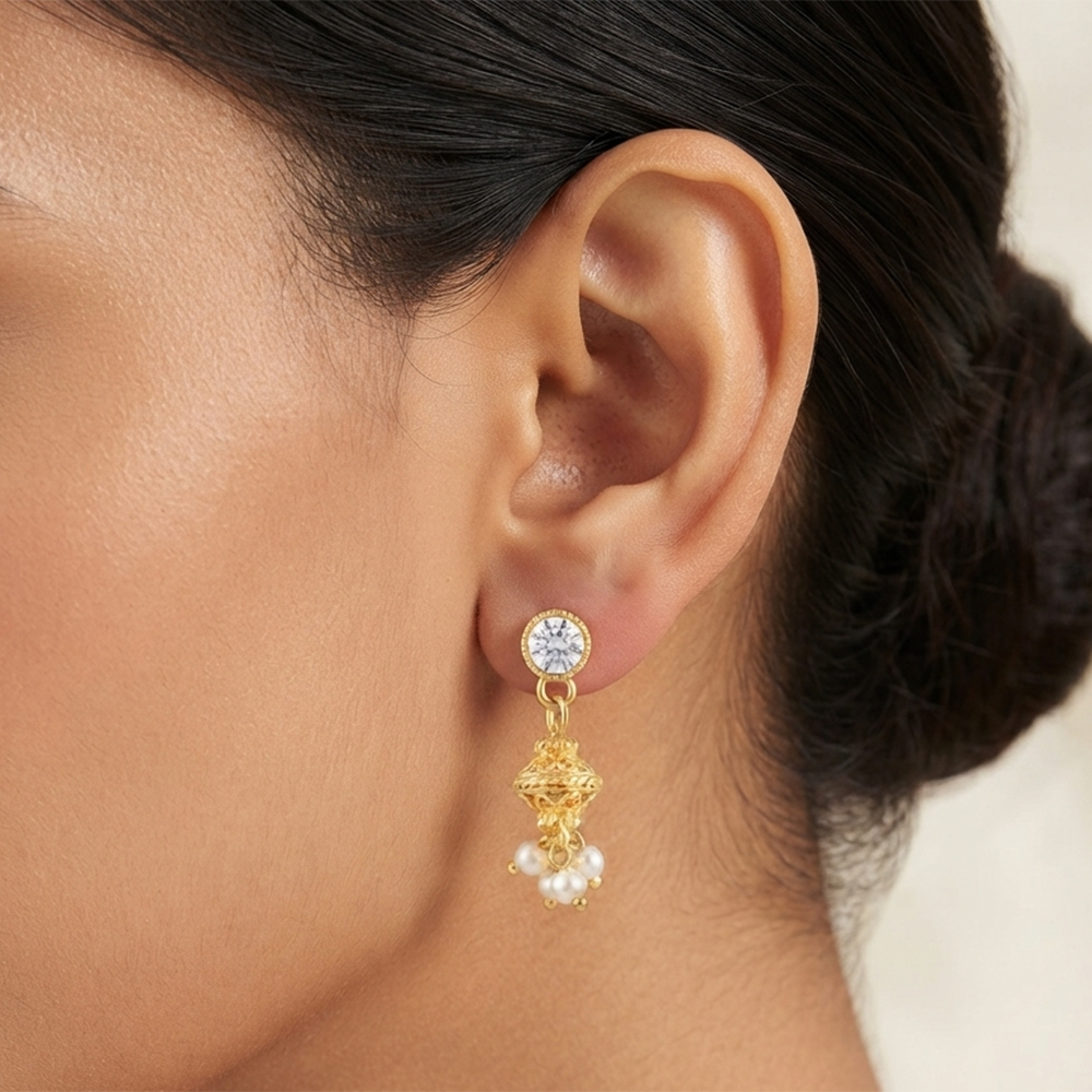 The99Jewel Magnificent Gold Plated Crystal Stone Dangler Earrings for Women