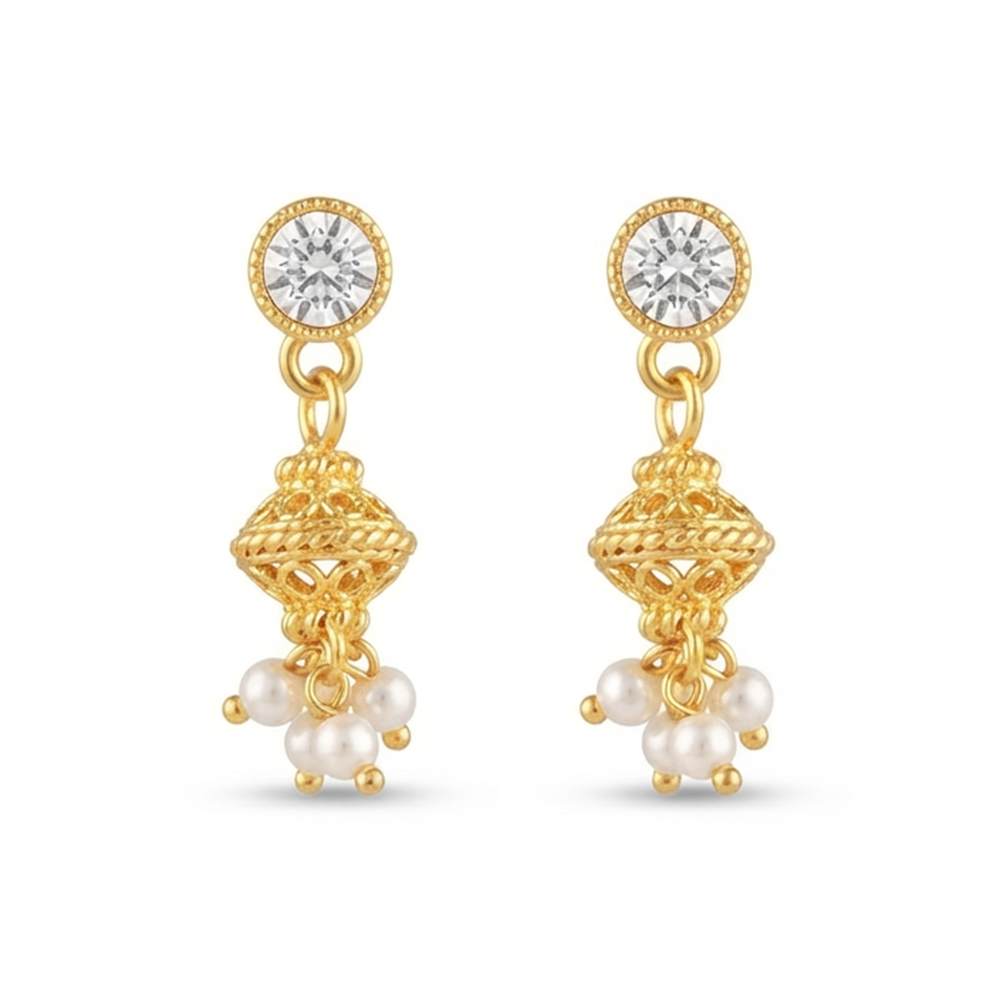 The99Jewel Magnificent Gold Plated Crystal Stone Dangler Earrings for Women