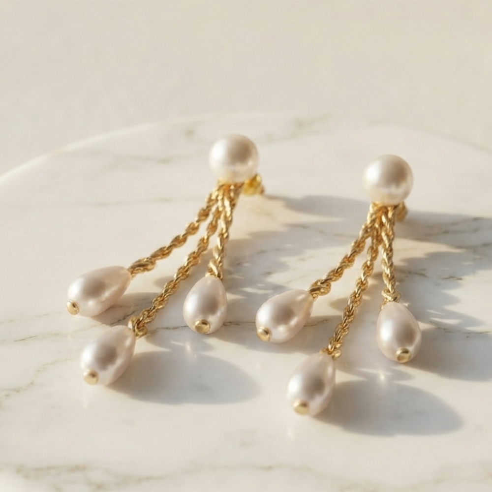 The99Jewel Magnificent Gold Plated Pearl Dangler Earrings for Women