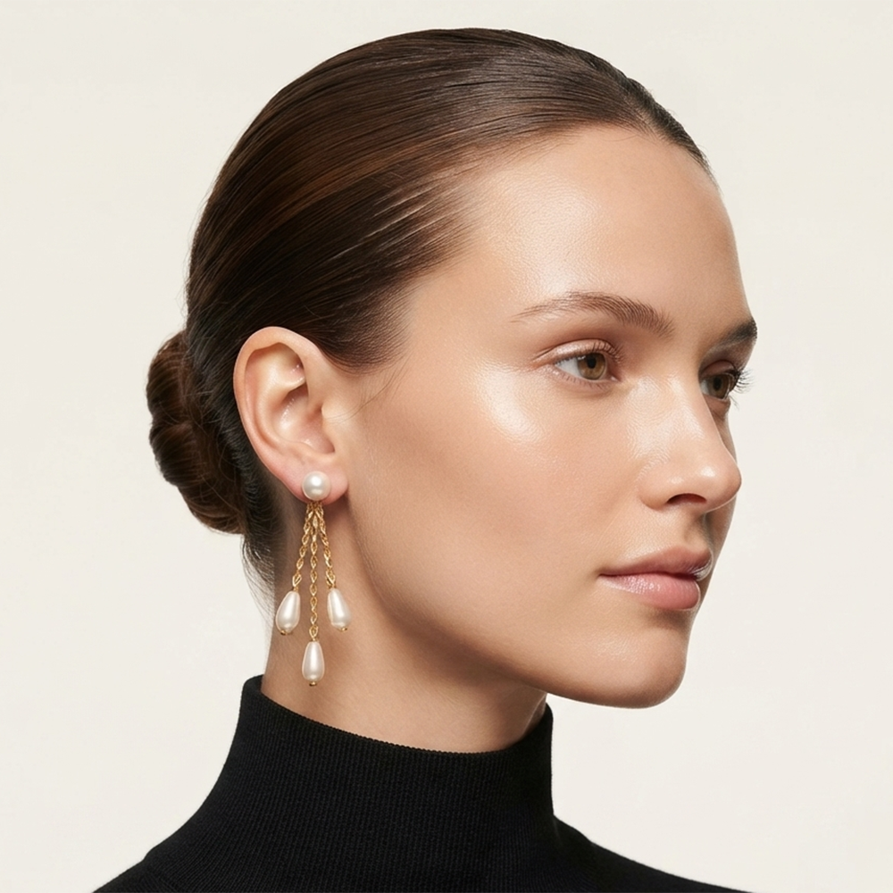 The99Jewel Magnificent Gold Plated Pearl Dangler Earrings for Women