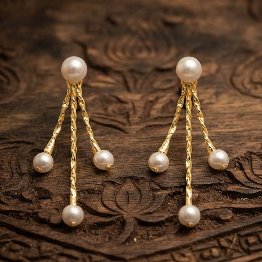 The99Jewel Magnificent Gold Plated Pearl Dangler Earrings for Women
