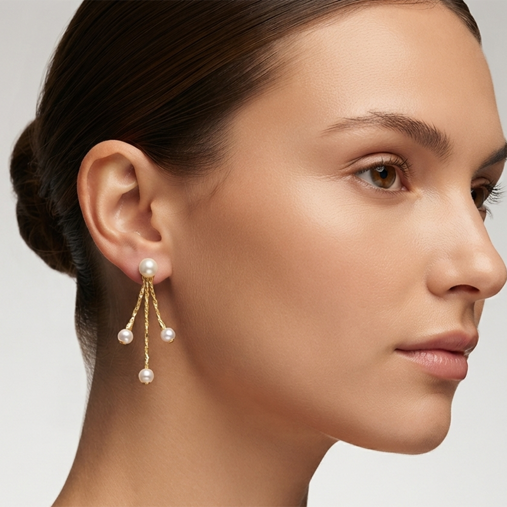 The99Jewel Magnificent Gold Plated Pearl Dangler Earrings for Women