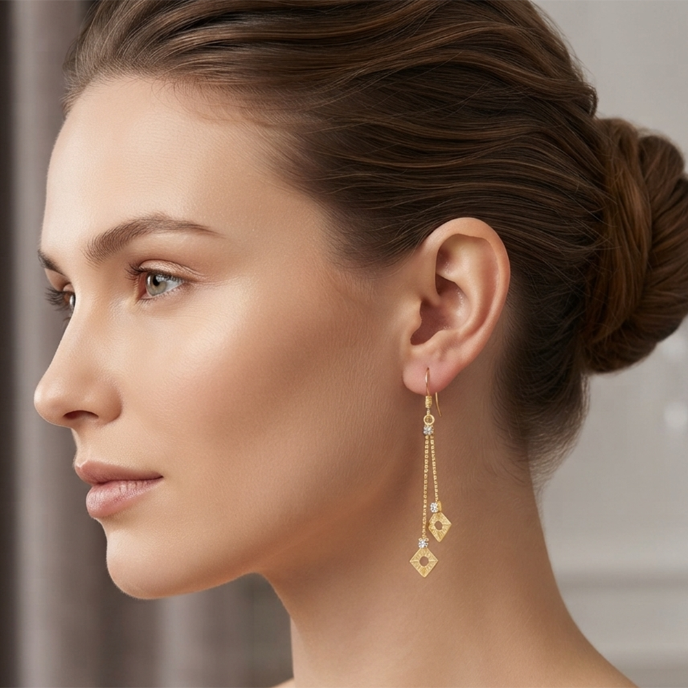 The99Jewel Magnificent Gold Plated Crystal Stone Dangler Earrings for Women