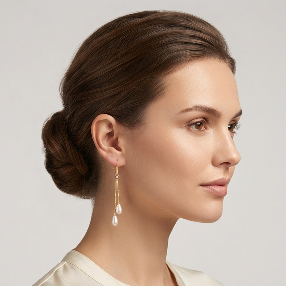 The99Jewel Magnificent Gold Plated Pearl Dangler Earrings for Women