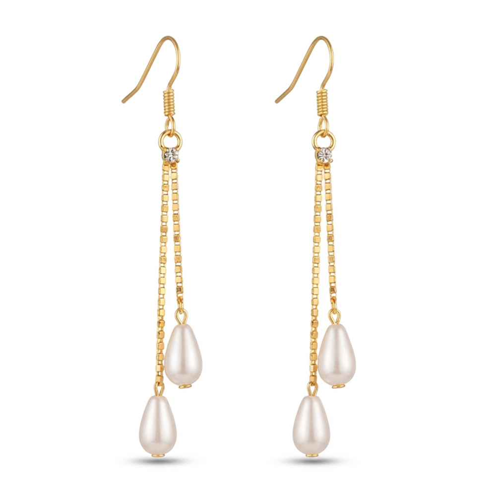 The99Jewel Magnificent Gold Plated Pearl Dangler Earrings for Women