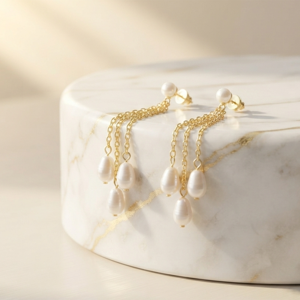 The99Jewel Magnificent Gold Plated Pearl Dangler Earrings for Women