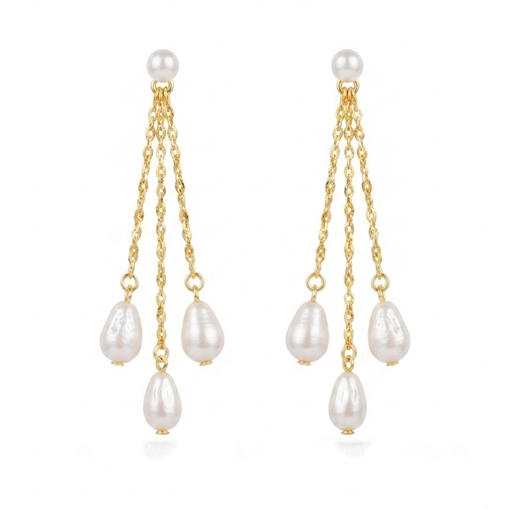 The99Jewel Magnificent Gold Plated Pearl Dangler Earrings for Women