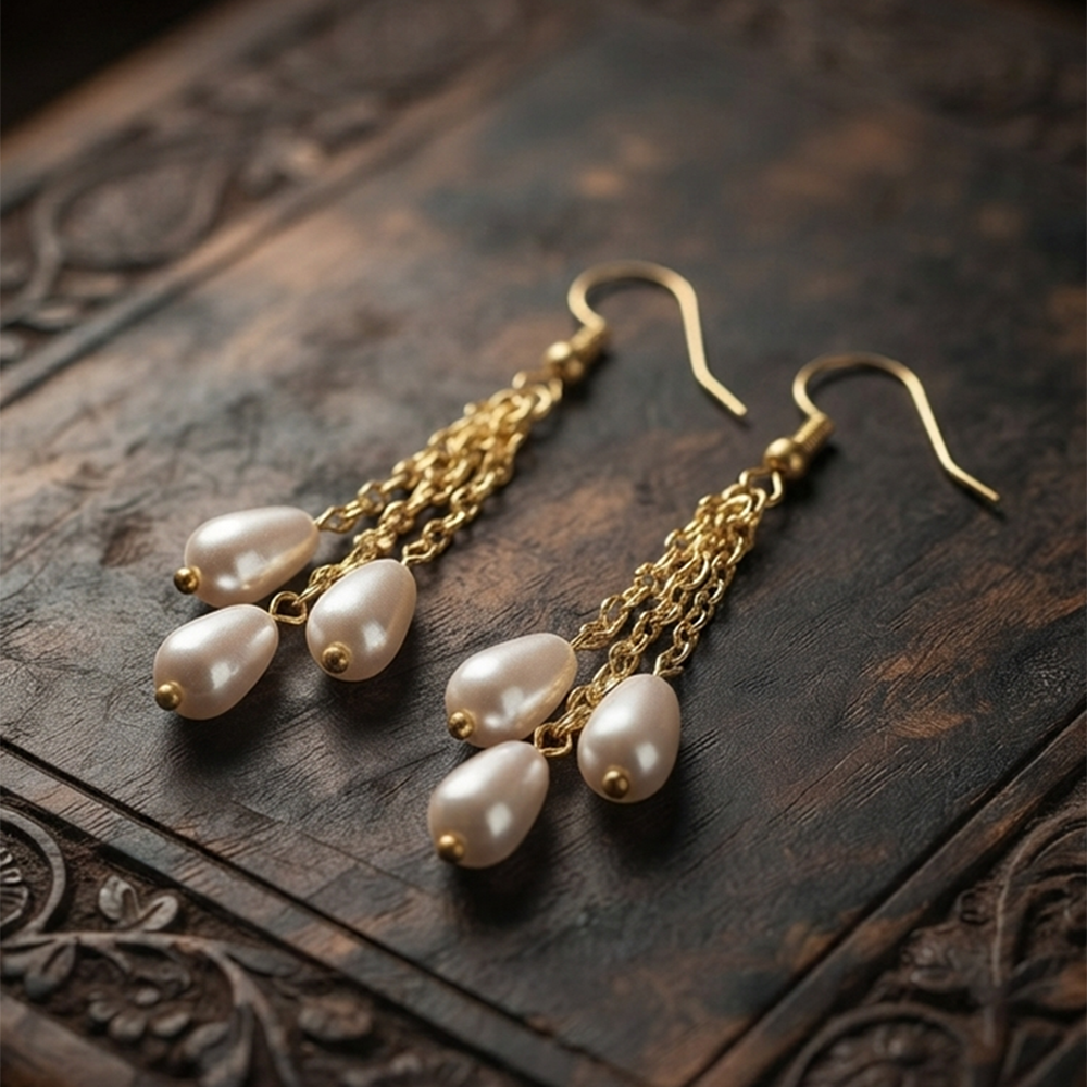 The99Jewel Magnificent Gold Plated Pearl Dangler Earrings for Women