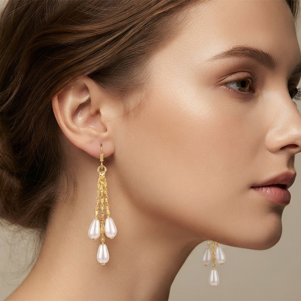 The99Jewel Magnificent Gold Plated Pearl Dangler Earrings for Women